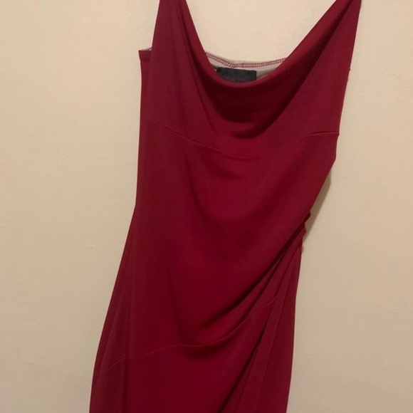 Red Cowl Neck Sleeveless Midi Dress - Picture 6 of 7